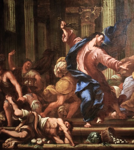 Jésus chasse les marchands du temple - Italie XVIIe siècle - Romano Ischia